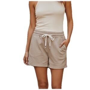 LOVE TREE Linen Blend Shorts Mocha Colored Cuffed Hem Boho Womens Size LARGE